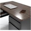 Pemberly Row Mobile Right Hand Single Pedestal Metal Desk in Black/Walnut
