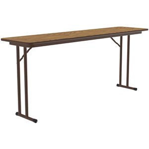 Pemberly Row 3/4&quot High Pressure Folding Seminar Table with Off-Set Leg in Oak