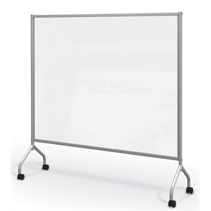 Pemberly Row 71.8&quotH x 68&quotW Metal Mobile Dry Erase Clear Divider