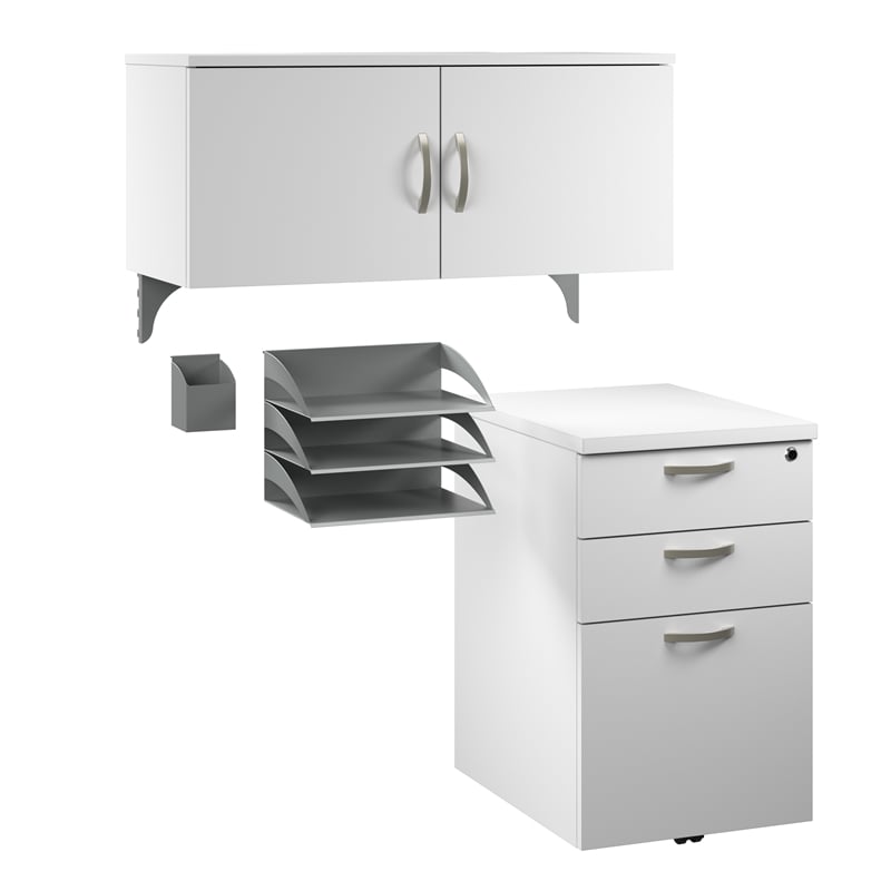 Pemberly Row Cubicle Storage Set in Pure White - Engineered Wood