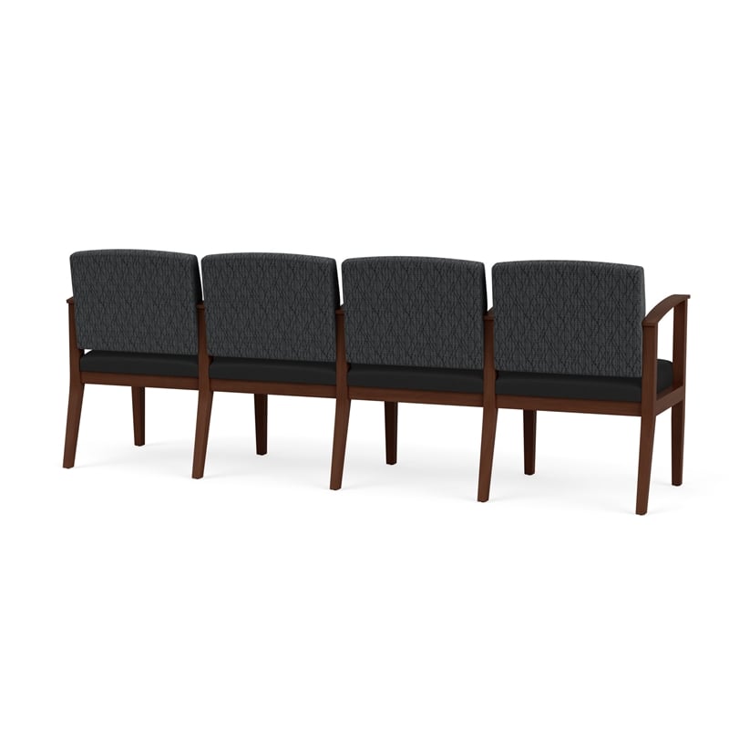 Pemberly Row Reception 4 Seat Tandem Seating in Dark Gray and Black