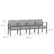 Pemberly Row Reception 4 Seat Tandem Seating in Dark Gray and Black