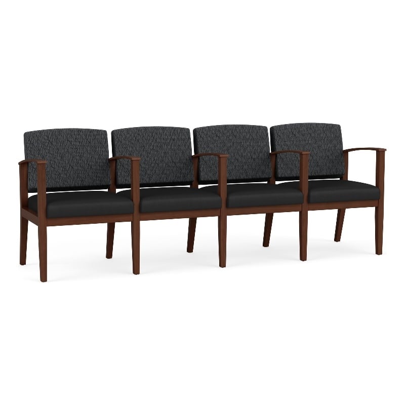Pemberly Row Reception 4 Seat Tandem Seating in Dark Gray and Black