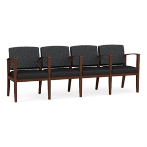 Pemberly Row Reception 4 Seat Tandem Seating in Dark Gray and Black