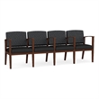 Pemberly Row Reception 4 Seat Tandem Seating in Dark Gray and Black