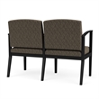 Pemberly Row Reception Waiting 2 Seat Tandem Seating in Black Steel & Brown