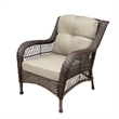 Pemberly Row 6Pc Resin Wicker Outdoor Patio Seating Set in Espresso/Tan Cushions