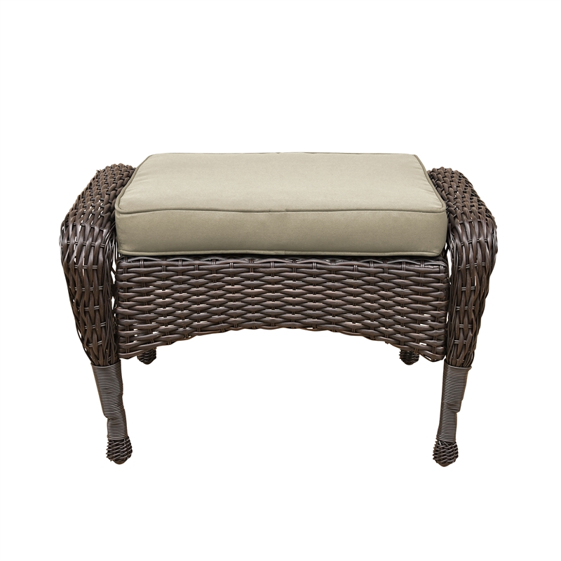 Pemberly Row 6Pc Resin Wicker Outdoor Patio Seating Set in Espresso/Tan Cushions