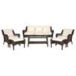 Pemberly Row 6Pc Resin Wicker Outdoor Patio Seating Set in Espresso/Tan Cushions