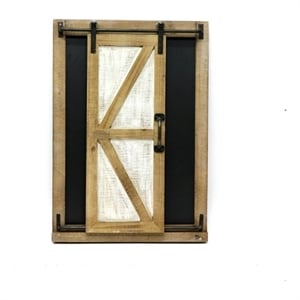 Pemberly Row Rectangular Wood and Iron Metal Wall Decor in Natural