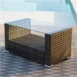 Pemberly Row 4 PC Resin Wicker Conversation Set in Dark Brown/Light Blue Cushion