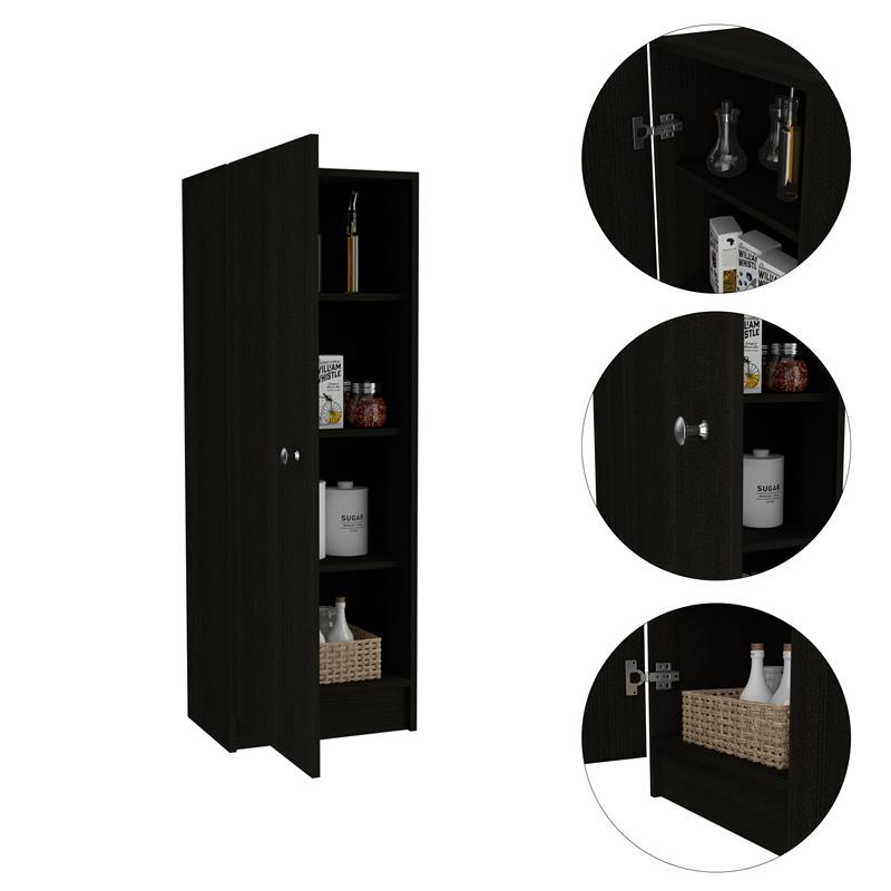 Pemberly Row Modern / Contemporary Engineered Wood Pantry in Black