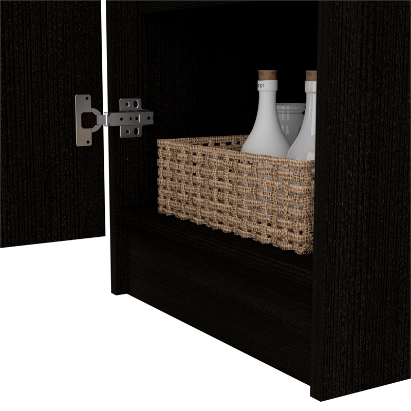 Pemberly Row Modern / Contemporary Engineered Wood Pantry in Black