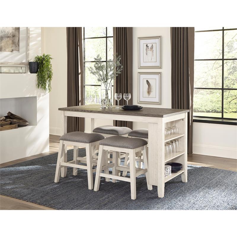 Pemberly Row Contemporary Wood Counter Height Dining Table in Antique White
