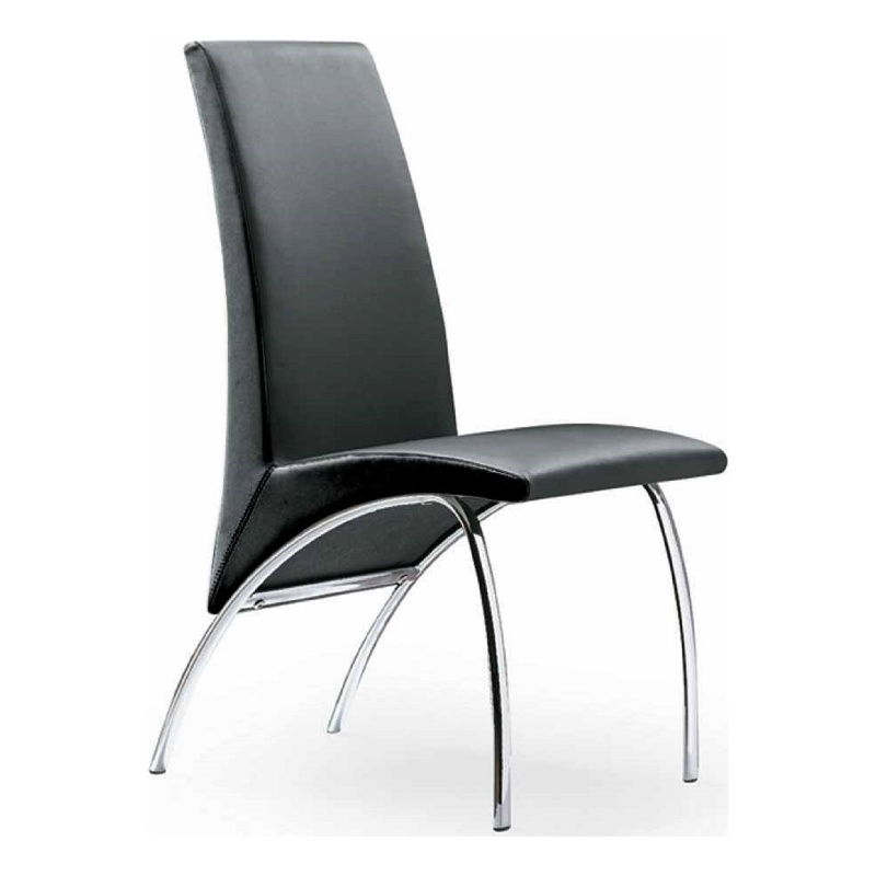 Pemberly Row Contemporary Faux Leather Dining Chair in Black (Set of 2)