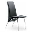Pemberly Row Contemporary Faux Leather Dining Chair in Black (Set of 2)
