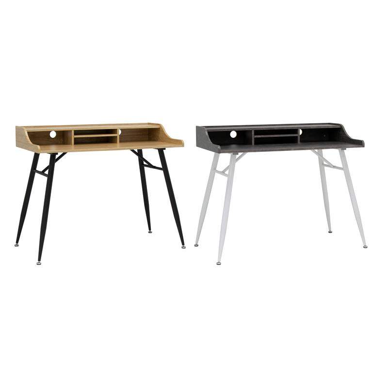 Pemberly Row Wood Writing Desk with Storage Hutch in Black/Ash