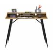 Pemberly Row Wood Writing Desk with Storage Hutch in Black/Ash