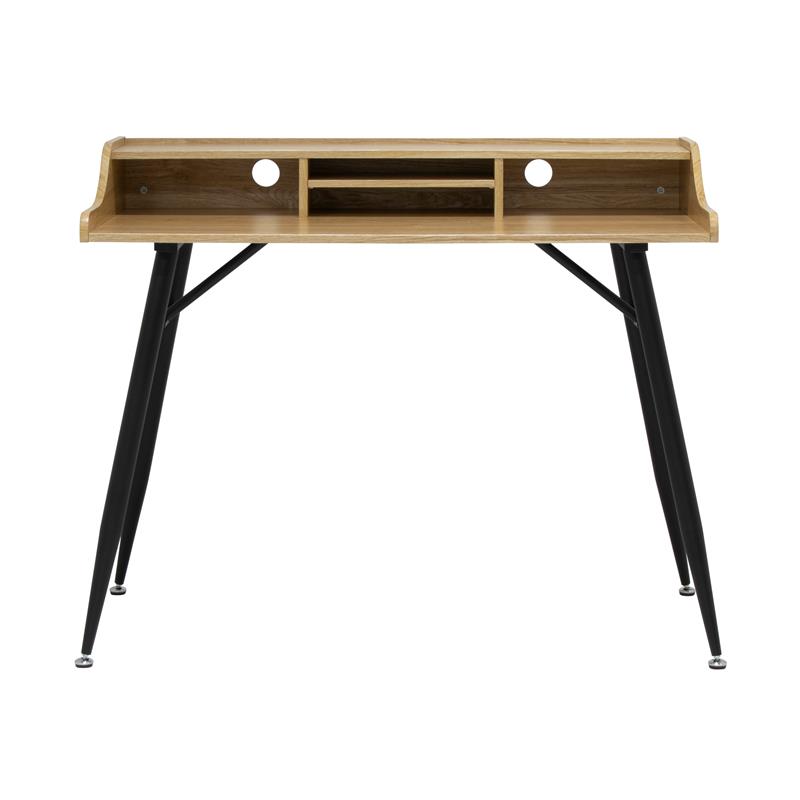 Pemberly Row Wood Writing Desk with Storage Hutch in Black/Ash