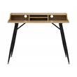 Pemberly Row Wood Writing Desk with Storage Hutch in Black/Ash