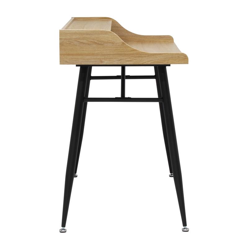 Pemberly Row Wood Writing Desk with Storage Hutch in Black/Ash