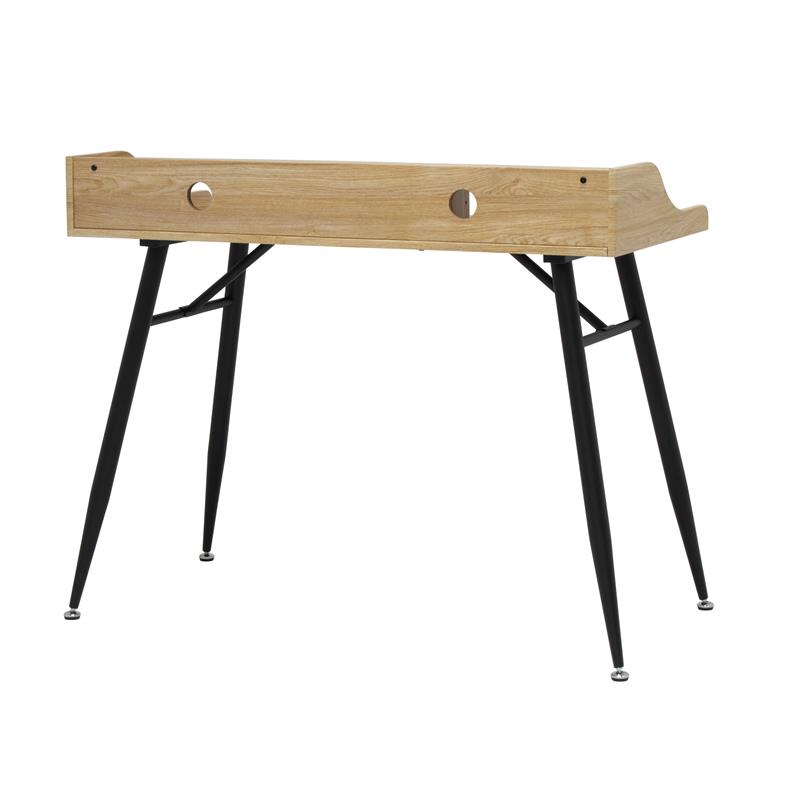 Pemberly Row Wood Writing Desk with Storage Hutch in Black/Ash