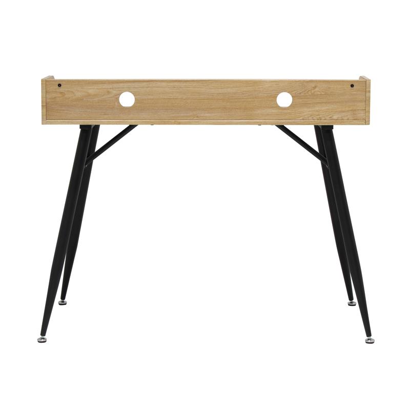 Pemberly Row Wood Writing Desk with Storage Hutch in Black/Ash