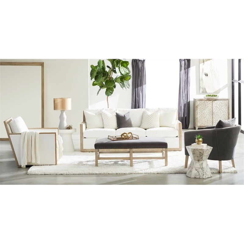 Pemberly Row Modern / Contemporary Stone Accent Table in Ivory
