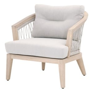 Pemberly Row Woven Web Fabric Outdoor Club Chair in Taupe Gray