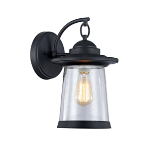 Pemberly Row Transitional 1 Light Black Outdoor Wall Sconce 13&quot Height