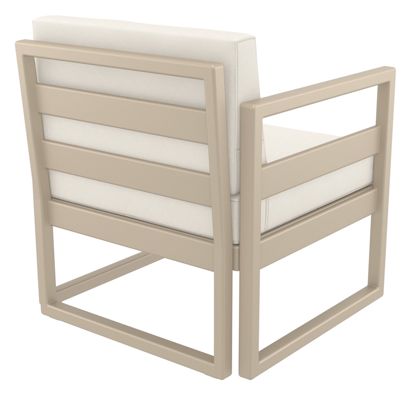 Pemberly Row 3Pc Club Patio Set - Taupe Frame w/ Acrylic Fabric Natural Cushion