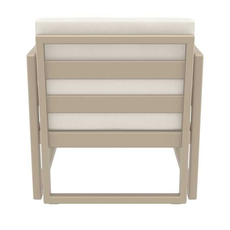 Pemberly Row 3Pc Club Patio Set - Taupe Frame w/ Acrylic Fabric Natural Cushion