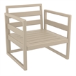 Pemberly Row 3Pc Club Patio Set - Taupe Frame w/ Acrylic Fabric Natural Cushion
