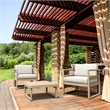Pemberly Row 3Pc Club Patio Set - Taupe Frame w/ Acrylic Fabric Natural Cushion