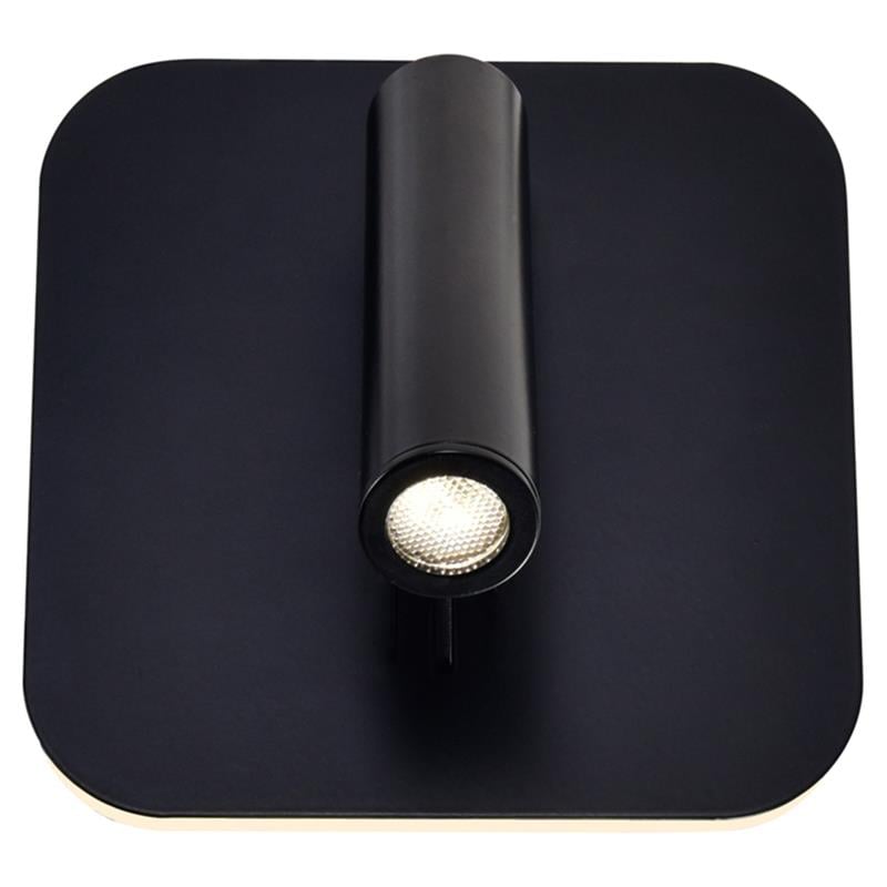Pemberly Row Contemporary Metal LED Sconce with Dimmer in Black