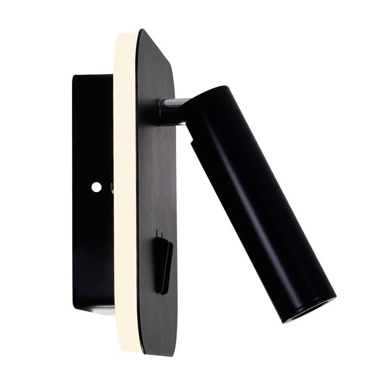 Pemberly Row Contemporary Metal LED Sconce with Dimmer in Black