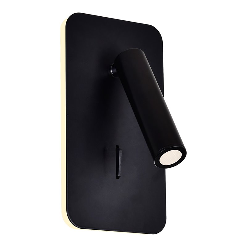 Pemberly Row Contemporary Metal LED Integrated Fixture Sconce in Black