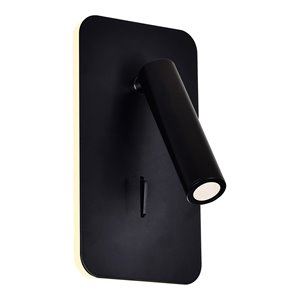 Pemberly Row Contemporary Metal LED Integrated Fixture Sconce in Black