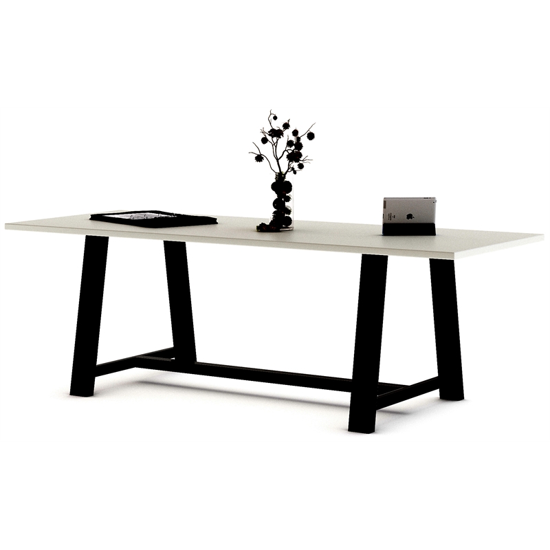 Pemberly Row 3 x 8 FT Conference Table in Designer White - Standard Height