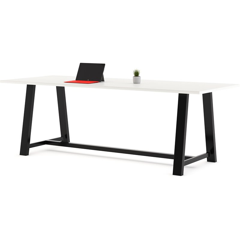 Pemberly Row 3.5 x 10 FT Conference Table in White - Standard Height