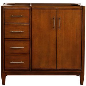 Pemberly Row 36&quot Single Sink Solid Wood Vanity with Right Door in Walnut