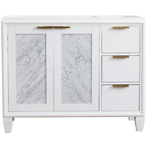 Pemberly Row 42&quot Single Sink Solid Wood Vanity with Left Door in White