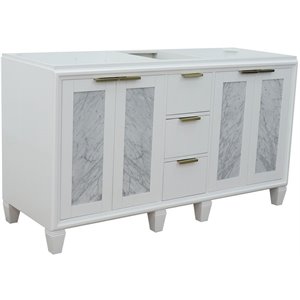 Pemberly Row 60&quot Modern Double Solid Wood Vanity in White (Cabinet Only)