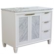 Pemberly Row Solid Wood Vanity with Left Oval Sink in White/White Carrara
