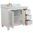 Pemberly Row Solid Wood Vanity with Left Oval Sink in White/White Carrara