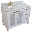 Pemberly Row Solid Wood Vanity with Left Oval Sink in White/White Carrara