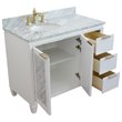 Pemberly Row Solid Wood Vanity with Left Oval Sink in White/White Carrara