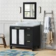 Pemberly Row Solid Wood Vanity with Left Round Sink in Blue/White Carrara