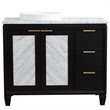 Pemberly Row Solid Wood Vanity with Left Round Sink in Blue/White Carrara