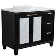Pemberly Row Solid Wood Vanity with Left Round Sink in Blue/White Carrara
